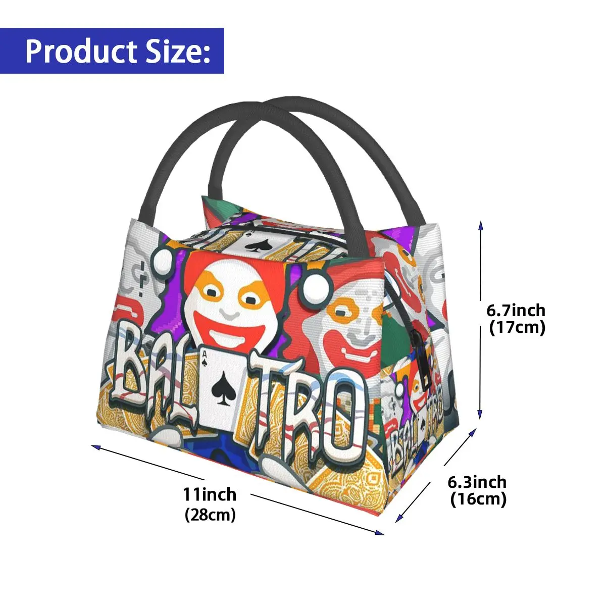 Balatro Playing Card Jocker Lusty Joker Lunch Bag for Women Picnic Storage Food Boxes Container Cooler Thermal Lunch Box Tote