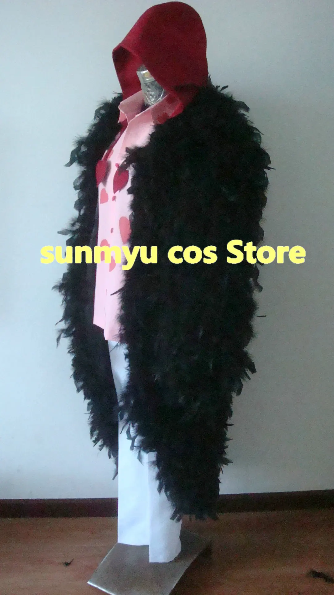 ONE PIECE Corazon Cosplay Costume Custom size ONE PIECE Cosplay Corazon Costume Halloween Black Feather Coat