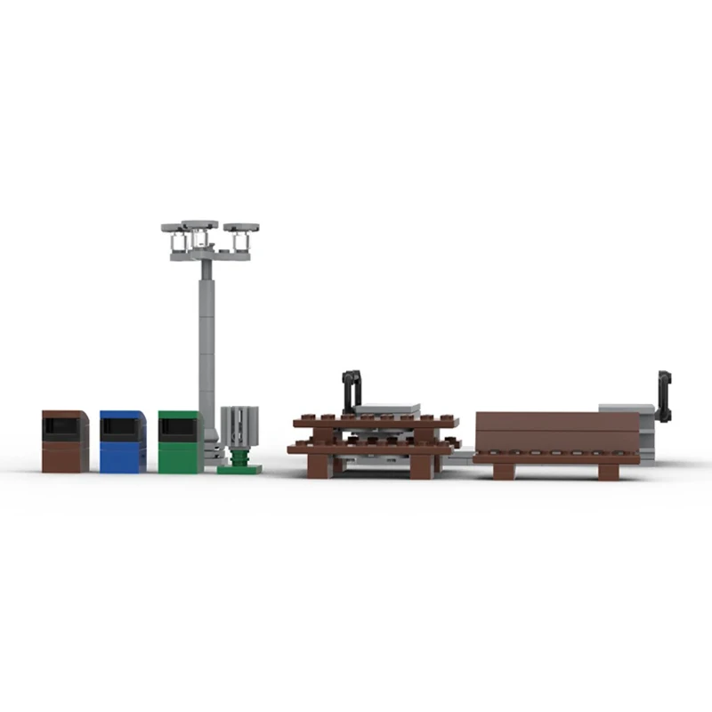 City Street View Model MOC Building Bricks Park Accessories Modular Technology Gifts Holiday Assemble Children Toys Suit