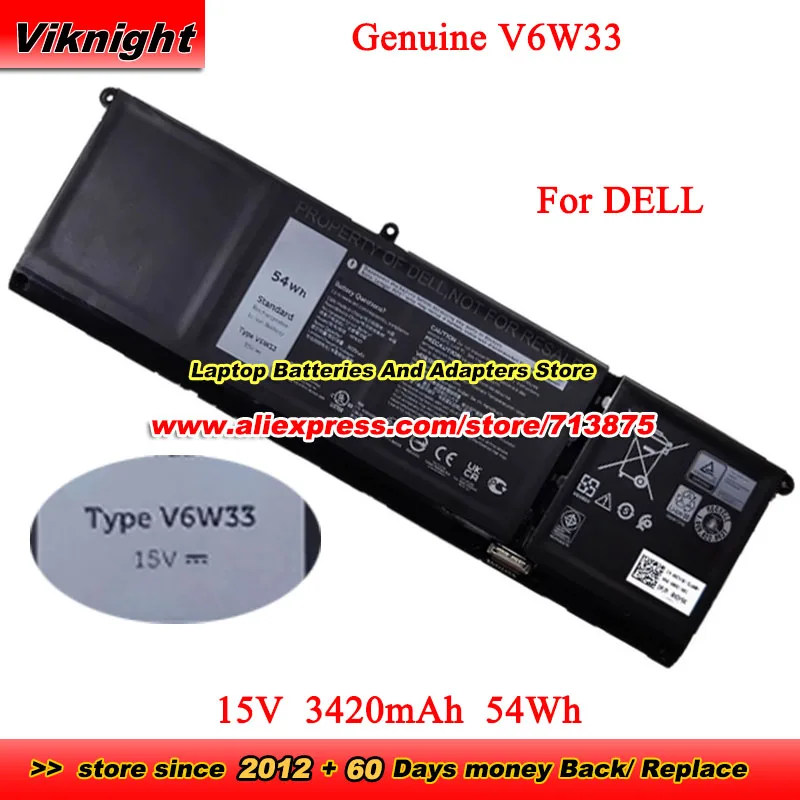 Genuine V6W33 Battery WV3K8 0XDY9K TN70C for DELL Inspiron 15 5410 5510 5515 3510 3511 Latitude 3420 Vostro 3510 5410 15V 54Wh