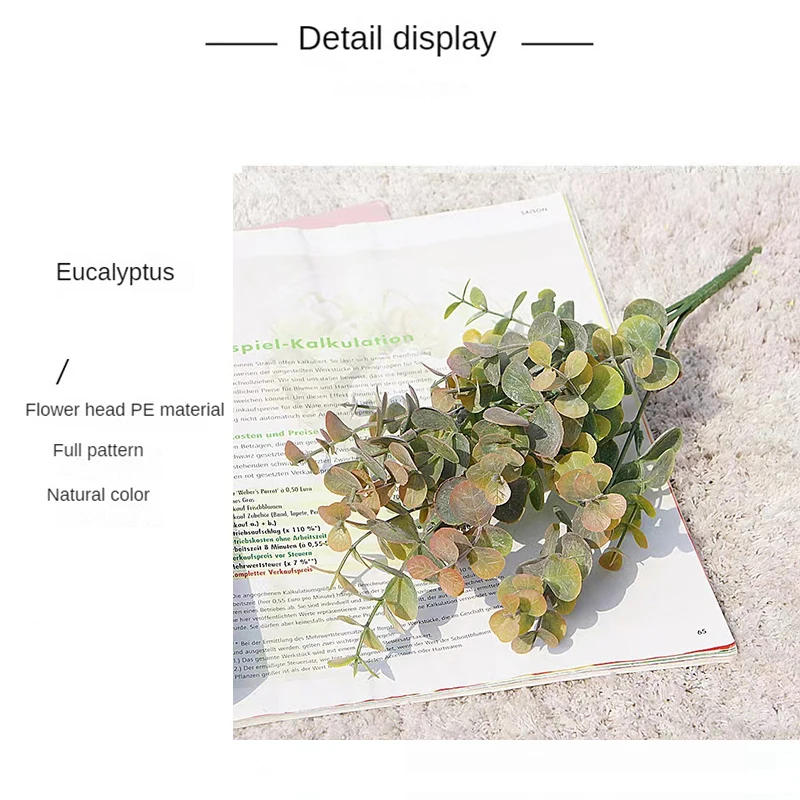 Artificial Plastic Plants Leaves Green Eucalyptus Branch for Garden Vase Home Christmas Wedding Decoration Faux Fake Flowers