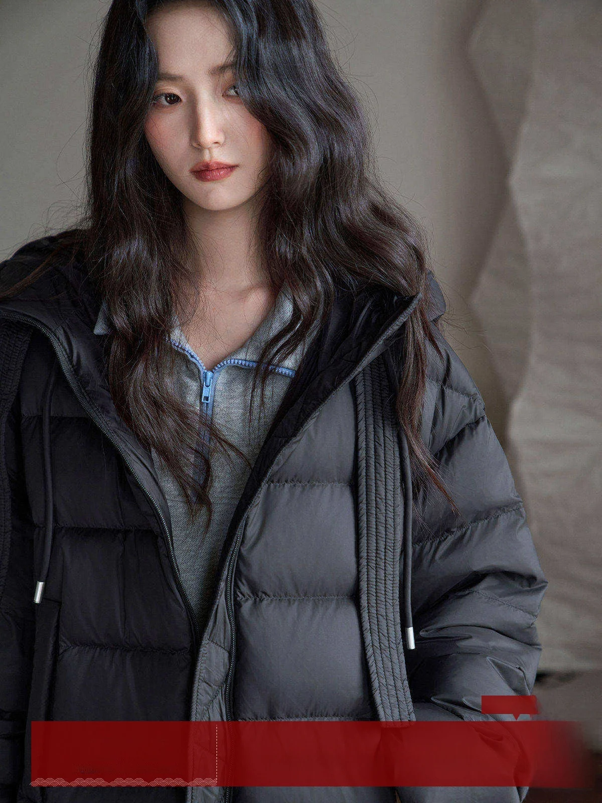 

MoZa Bla Long Hooded Thiened Women's down Jaet Warm Sli Commute Sle Du Feather Coat Korean Version Straight Cut