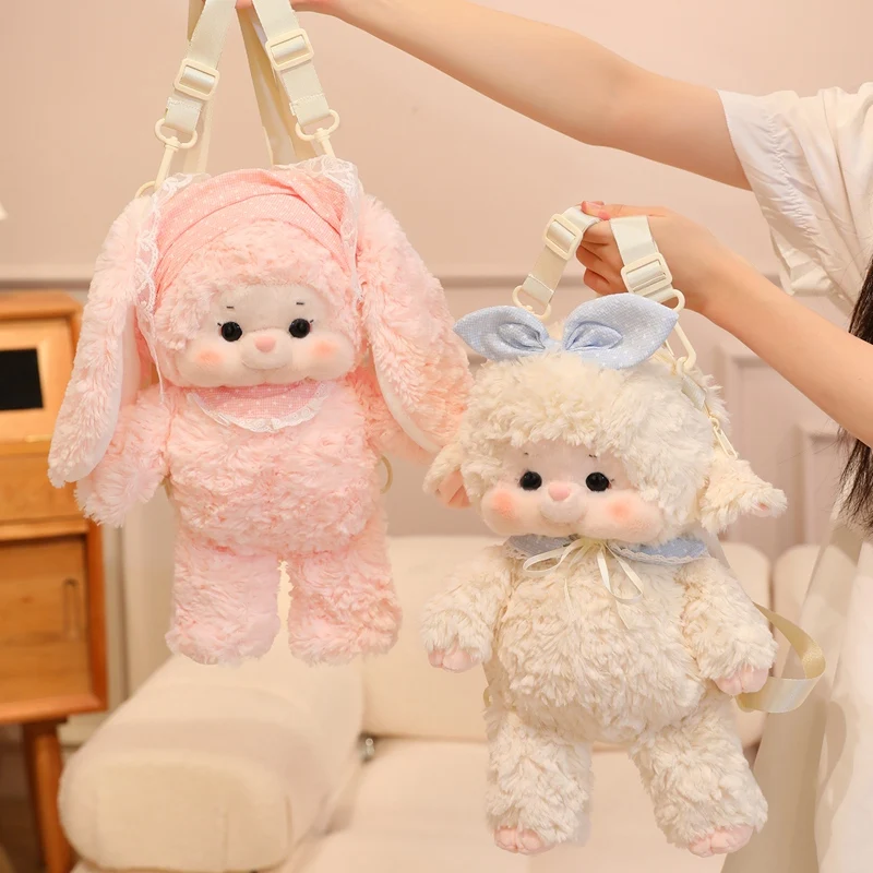 กระเป๋าเป้สะพายไหล่ตุ๊กตาการ์ตูนกระต่ายและแกะ สำหรับเด็กผู้หญิงและเด็กผู้ชาย กระเป๋าเป้ขนาดเล็กน่ารักสำหรับไปโรงเรียน ของขวัญวันเกิด