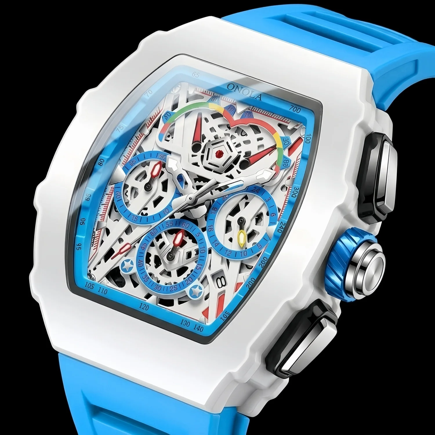 ONOLA Men's Quartz Watch Multi Functional Dial Calendar Waterproof Fashion Sports Watch, Ideal Gift for Men's Gift Selection