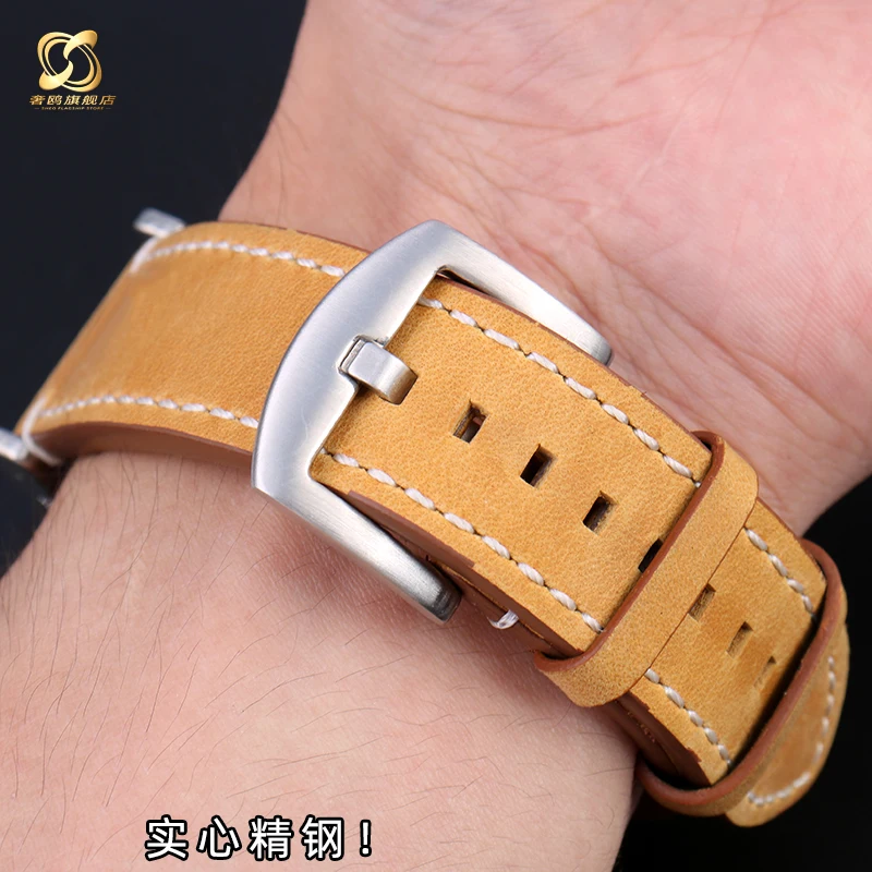 Ремешок для часов в винтажном стиле из воловьей кожи, с адаптером