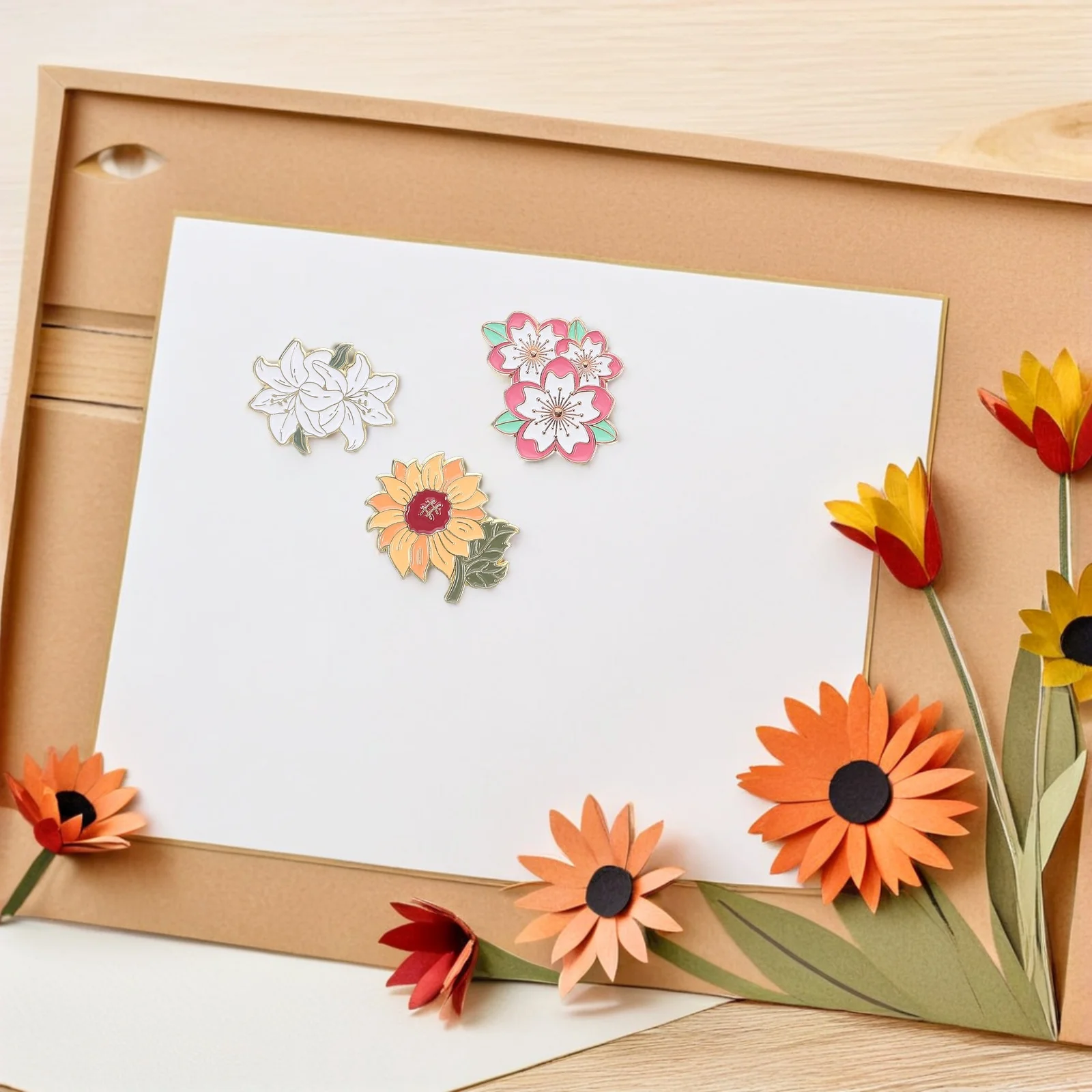 

9pcs Metal Enamel Pins Bulk Flower Brooches For Women Lapel Pin Badges Cherry Blossom Shirt Bag Hat Pins Spring Summer