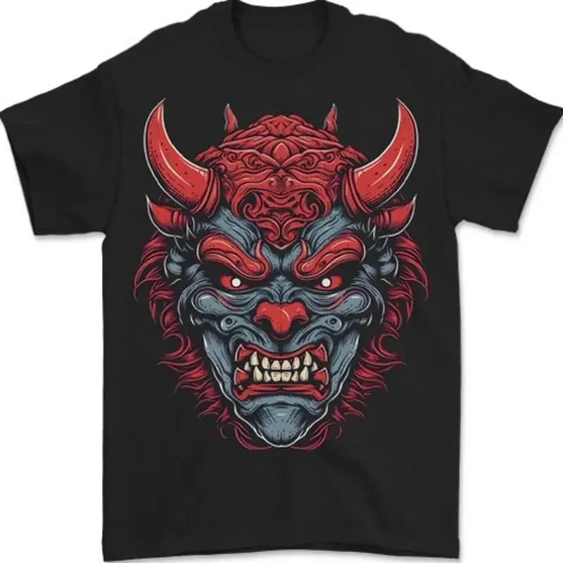 Japanese Oni Mask Samurai Ronin Bushido Mens T-Shirt 100% Cotton