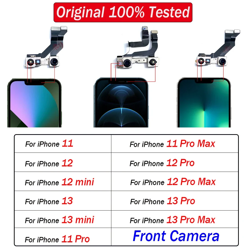 

5Pcs，100% Tested Original Rear Main Back Big Camera Flex Cable Module Replacement For iPhone 11 Pro 12 mini 13 Pro Max 14 Plus