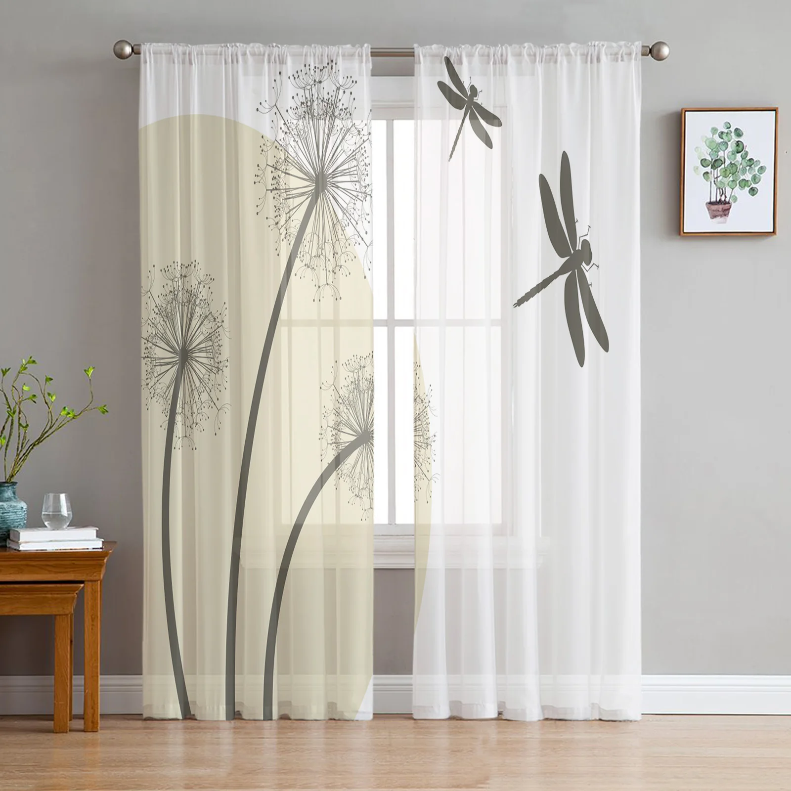 Dandelion Dragonfly Sheer Curtains Window Curtains for Living Room Bedroom Blinds Kids Room Home Decor