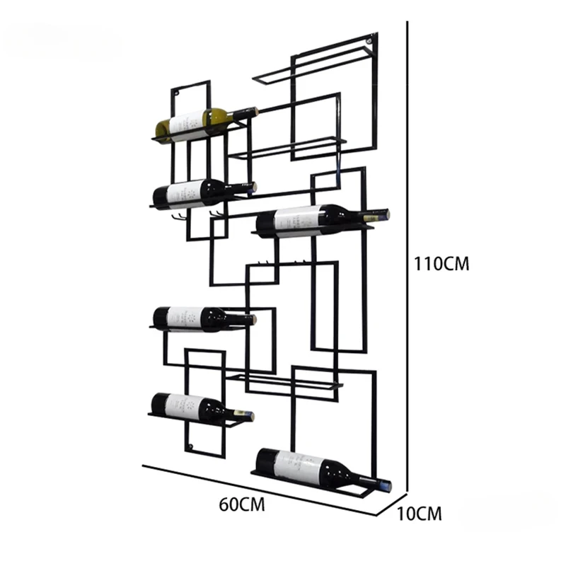 Vitrina Simple europea para tienda, estante colgante Horizontal para vino tinto, diseño creativo de Metal, vitrina para comedor