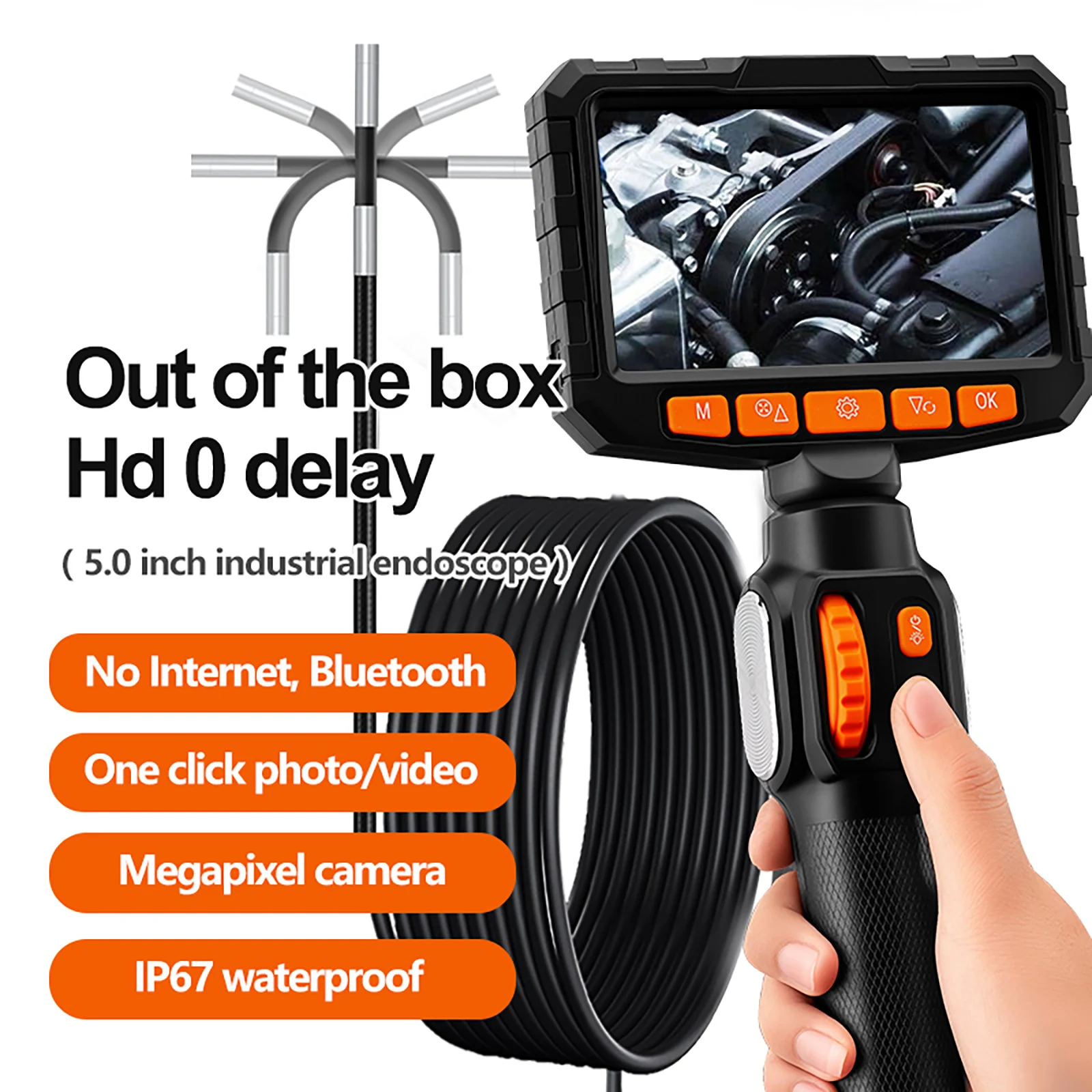 

Двусторонний шарнирный бороскоп с шарнирной змеиной камерой 6,2 мм 1080P HD с 4,3-дюймовой ЖК-эндоскопической камерой для автомобильной промышленности