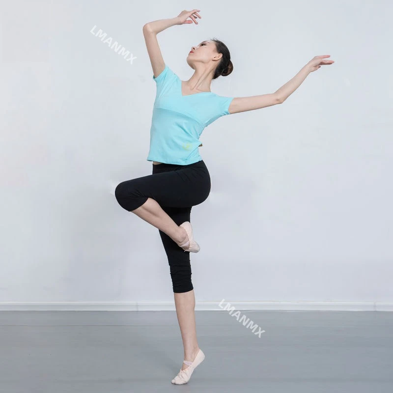 Kostium do tańca z krzyżującymi się ramiączkami na wiosnę i lato dla dziewcząt, kostium do treningu baletu dla dorosłych, top