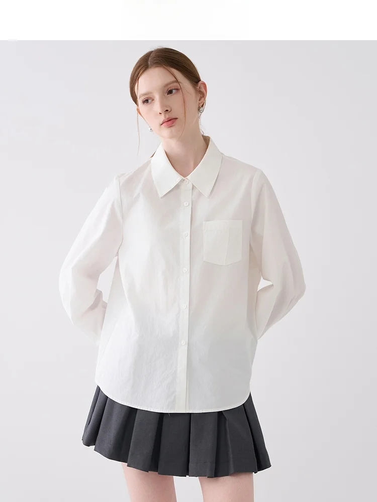 

Casual White Long Sve Women's irt Jiujiu Premium Commute Spring 2026 Loose Fit Cotton Ne Top Skin-friendly Breath...