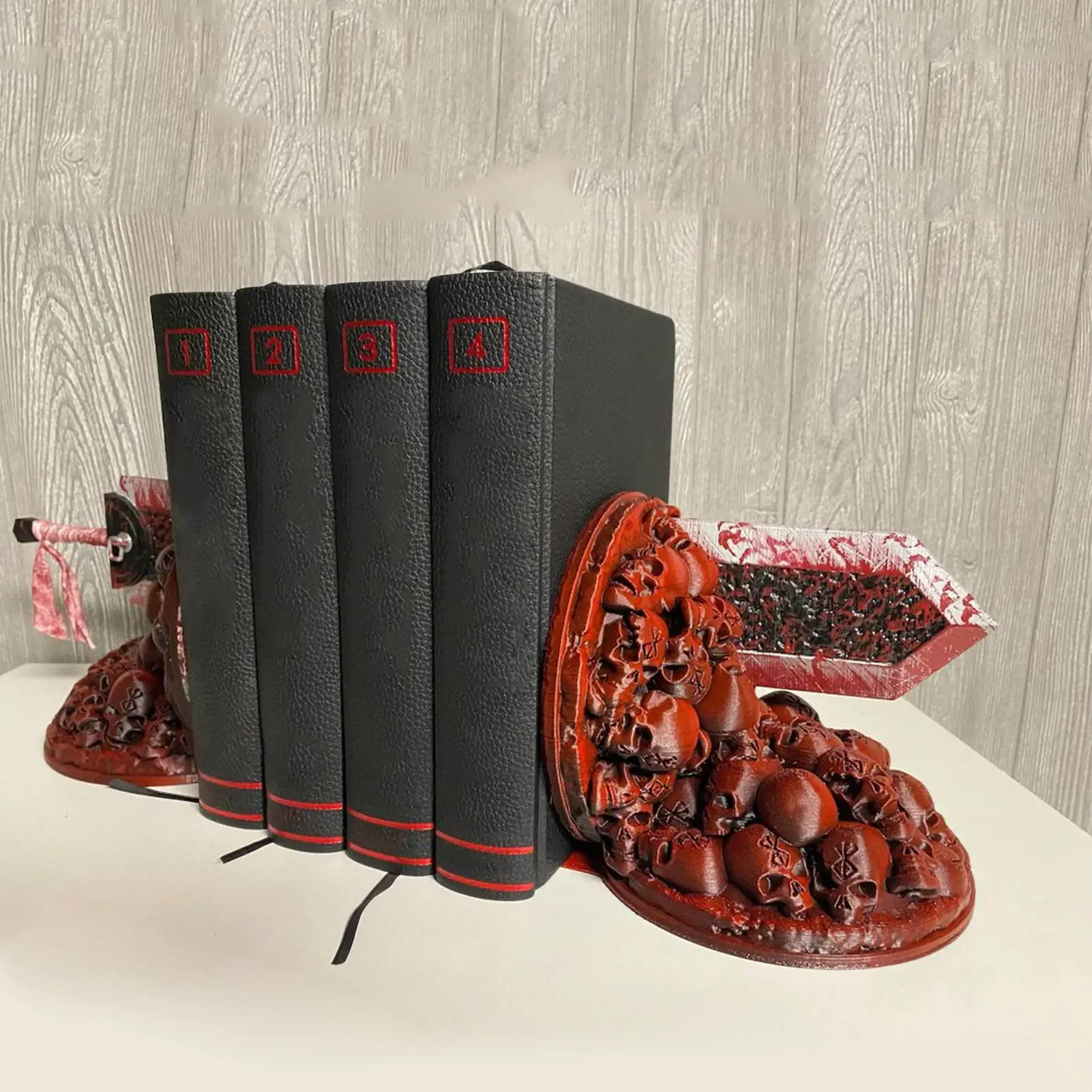 Dragon Slayer's Furious Bookend Berserk Bookends Sword Bookshelf Resin Book Nook Insert Kits Ornament Desktop Artwork Office use