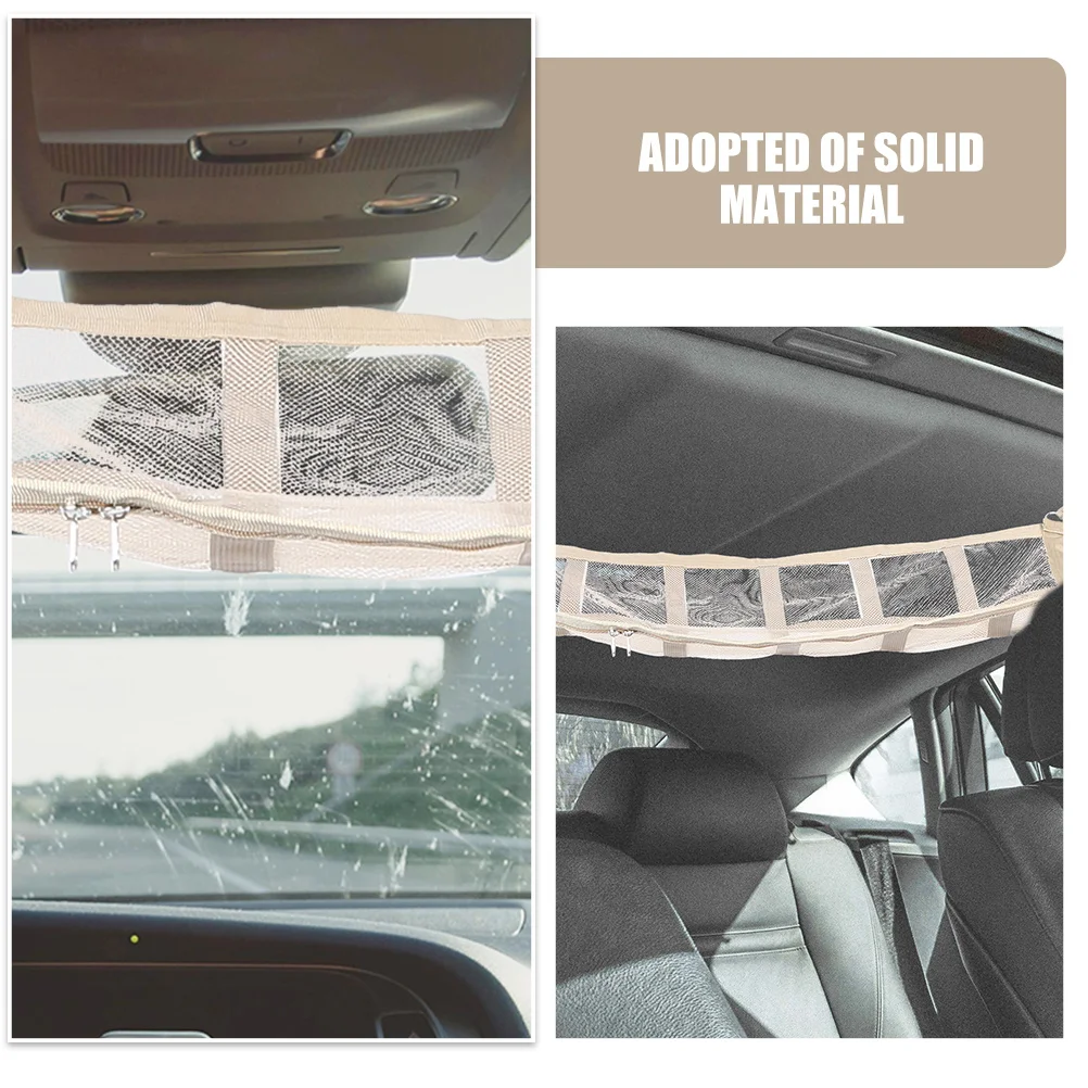 

Car Ceiling Cargo Net Breathable Mesh Large Capacity Reinforced Organizer Car Travel Accessories Dual Zipper Suv Storage Pouch