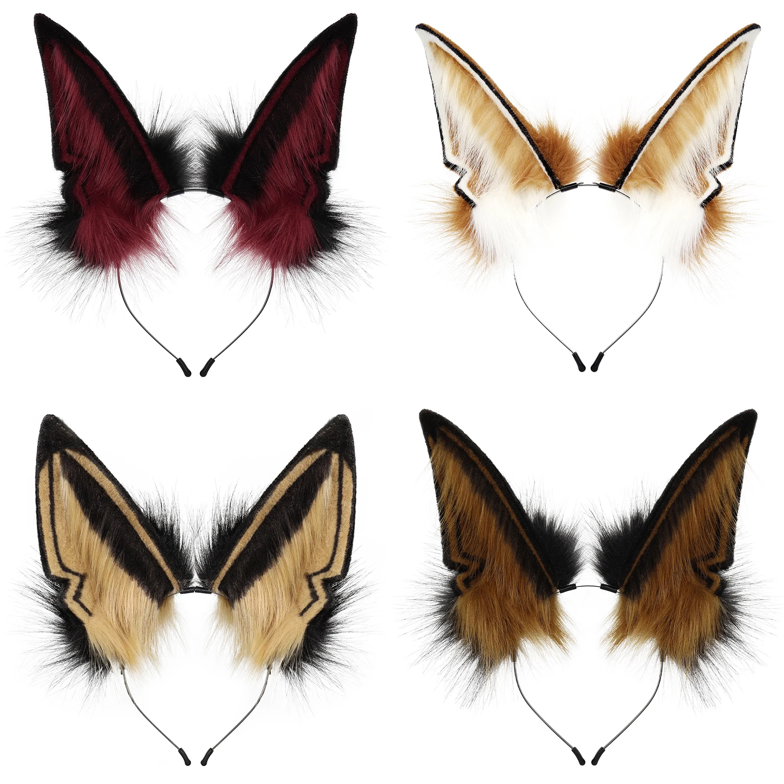 Animal Fox Wolf Ears Headband Handmade Women Men Hair Hoop Cosplay Headwear for Party