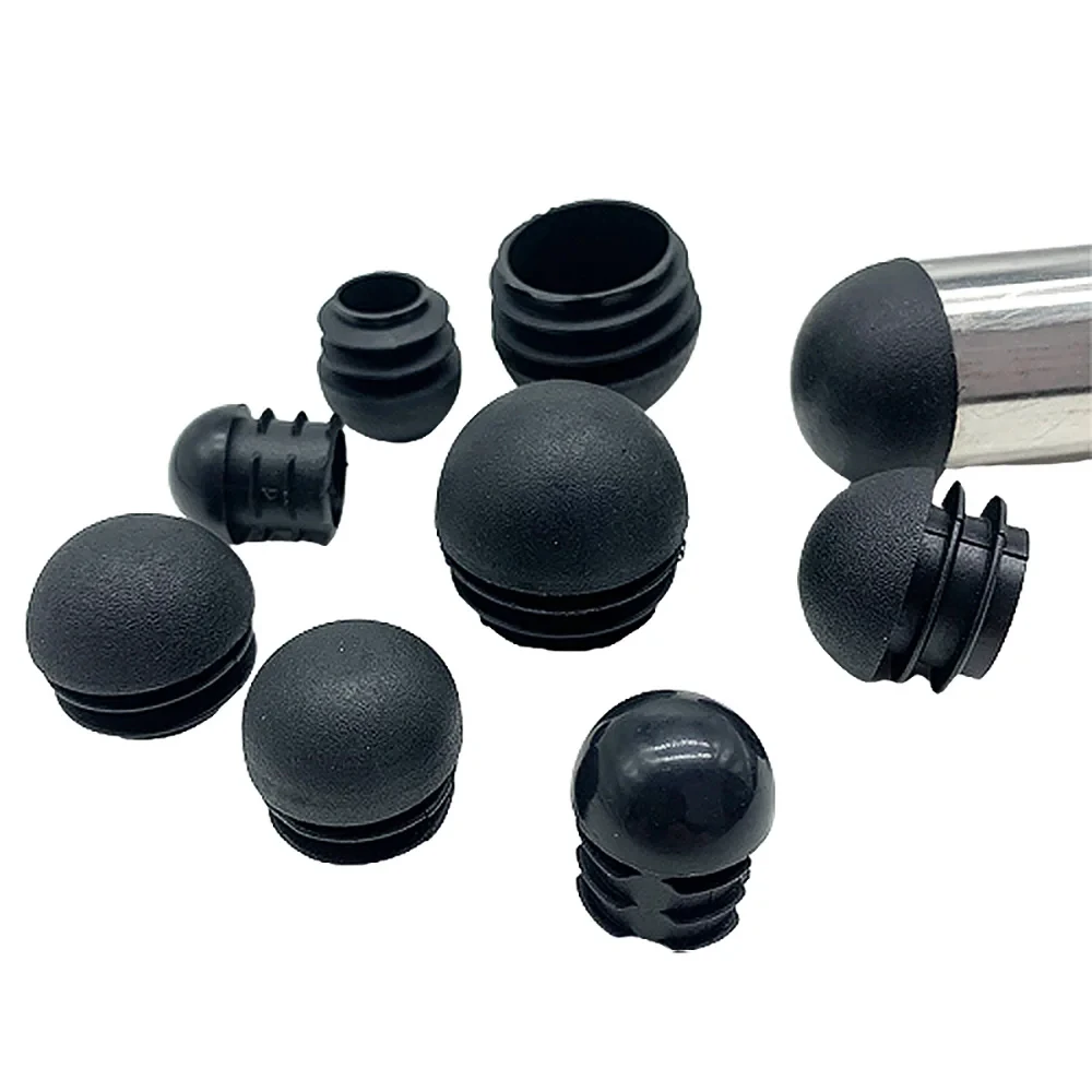 Móveis Tube Insert Plug, cúpula redonda cadeira de plástico Leg Cover, preto Blanking End Caps, acessórios domésticos, 12mm-60mm, 10Pcs