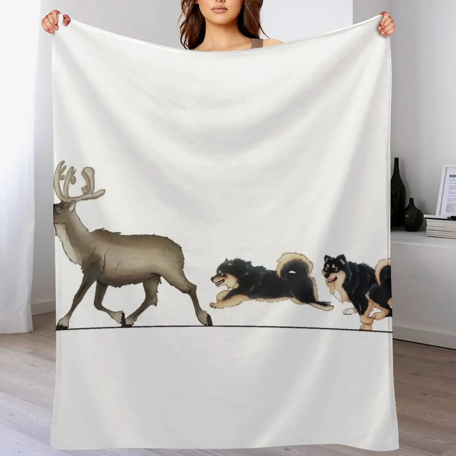 

Finnish Lapphund Reindeer Herders by Mel Curtis Throw Blanket Multi-Purpose Decorative Sofas Blankets For Baby Thins Blankets