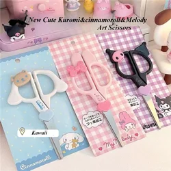 New Kawaii Sanrio Kuromi Cinnamoroll Hand Made Scissors Cute Melody Art Scissors Kid Stationery School Office Supplies Gifts