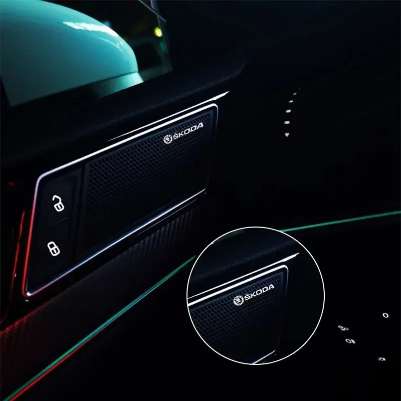 Stereo sticker car audio decoration badge For Skoda Octavia MK2 MK3 2 3 A7 Fabia Karoq Kodiaq Superb Rapid Kamiq Scala Yeti