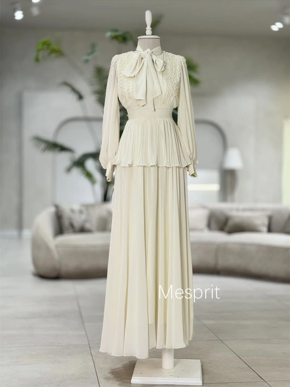 تخصيص مطابقة الشيفون مطرزة الديكور ألف خط مغرفة الرقبة فساتين طويلة مناسبة مخصصة مساء الأحجام المتاحة