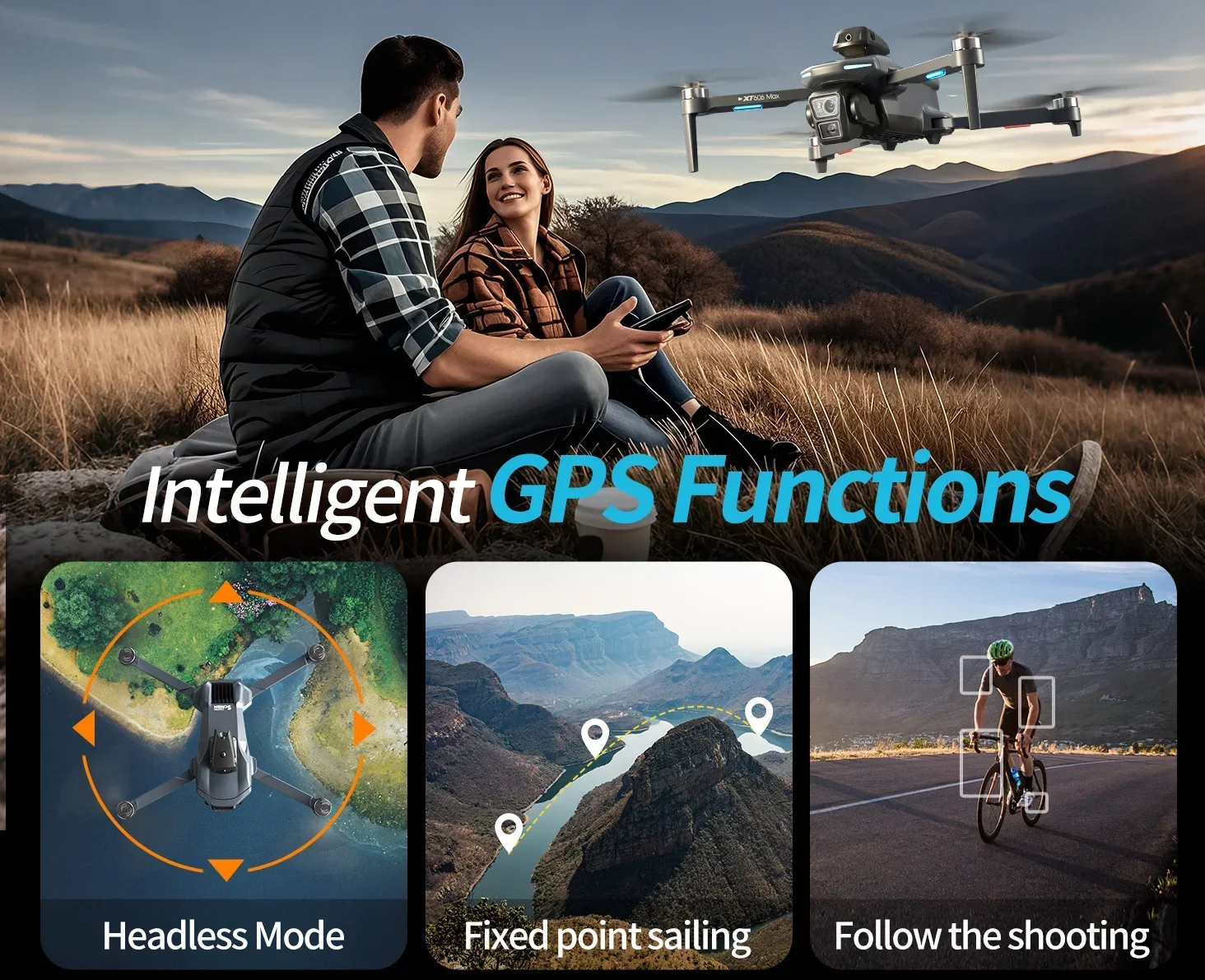 XT606 MAX GPS Drone 4k Professional 8K HD Camera FPV Wish Screen Drone 360 °   تجنب العوائق كوادكوبتر لعب الطائرة بدون طيار لX1A0MI