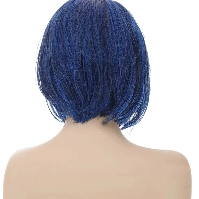 كارولين لعب دور الشعر القصير أنيمي كورالاين البطلة دور النمذجة شعر مستعار الأزرق بوب امرأة الملابس اليومية مباراة رأس الطالب #4