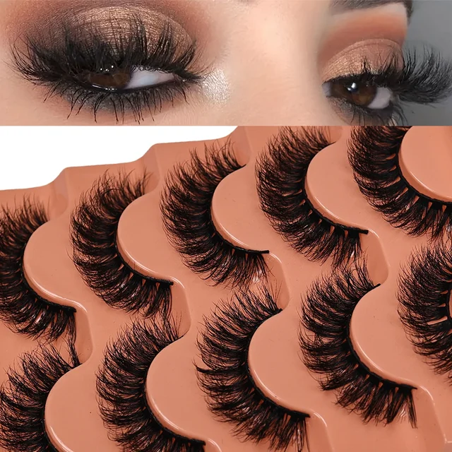 5 par dramatycznych sztucznych rzęs 3D Naturalne sztuczne rzęsy D Curling Fluffy Soft Cross Manga Lashes Wispy Natural Eyelash Extension