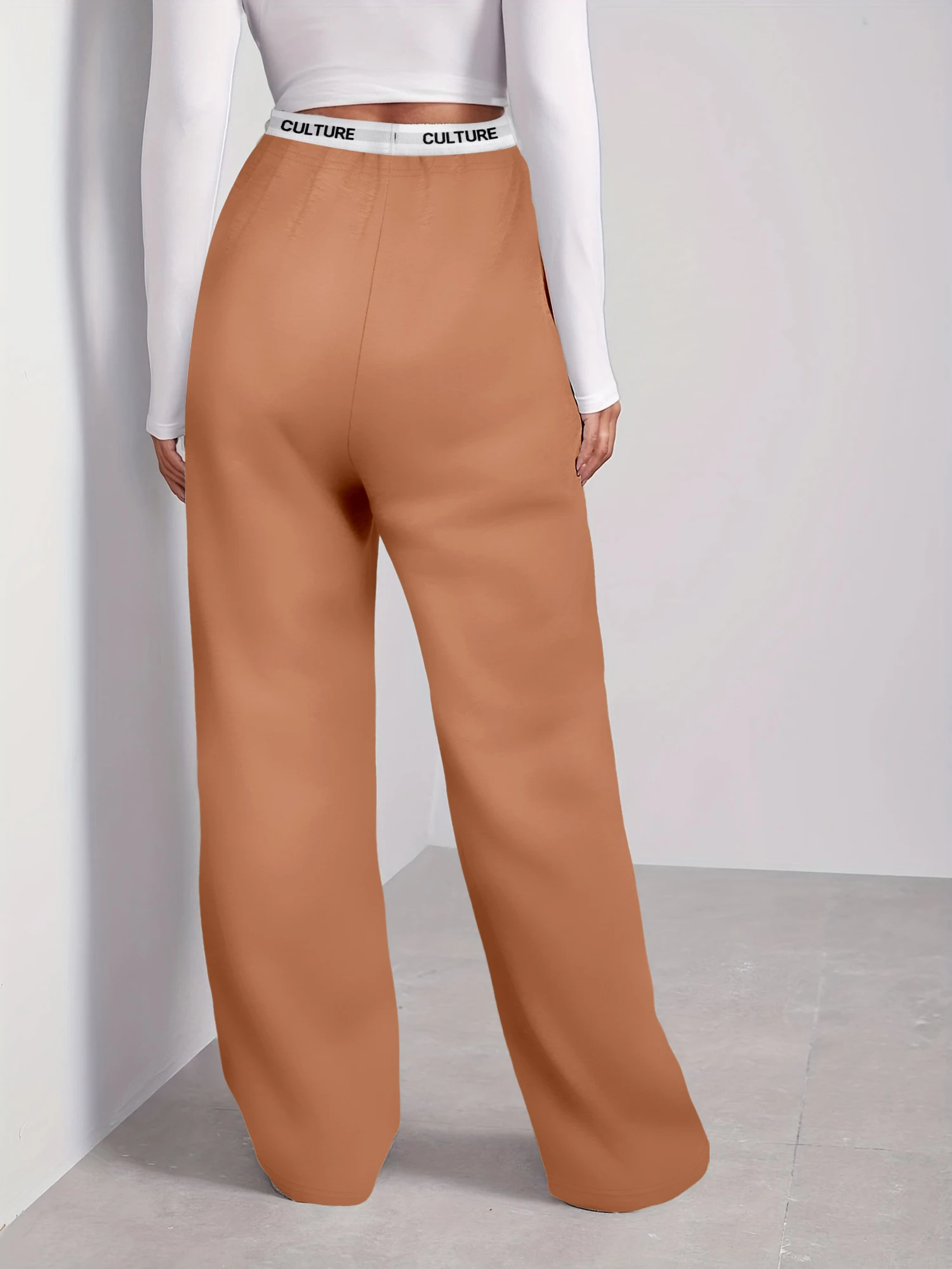 بنطال نسائي عصري واسع الساق "CULTURE" بحزام خصر ناعم وفضفاض مناسب #5