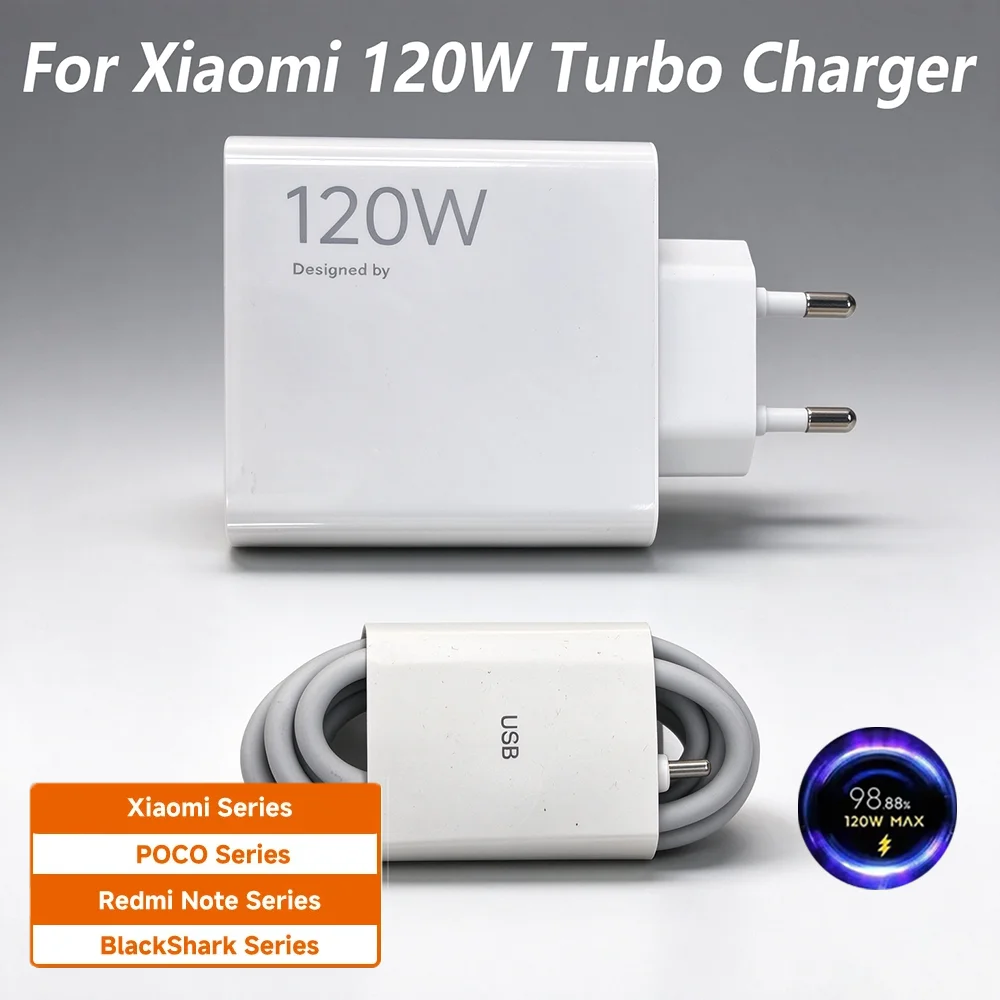 120W For Xiaomi Turbo Charger Mi 12T 13T 12 14 Pro Charger, 6A Cable For Redmi K70 K60 K50 POCO F4 F5 X4 X5 GT Pro