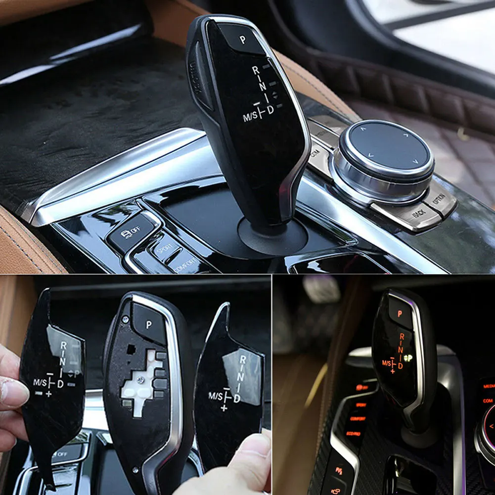 ABS Black Car Gear Shift Knob Panel Stickers For BMW 5 6 7 Series G30 G38 G02 525 530 540 730 X3 X4 Auto Accessories