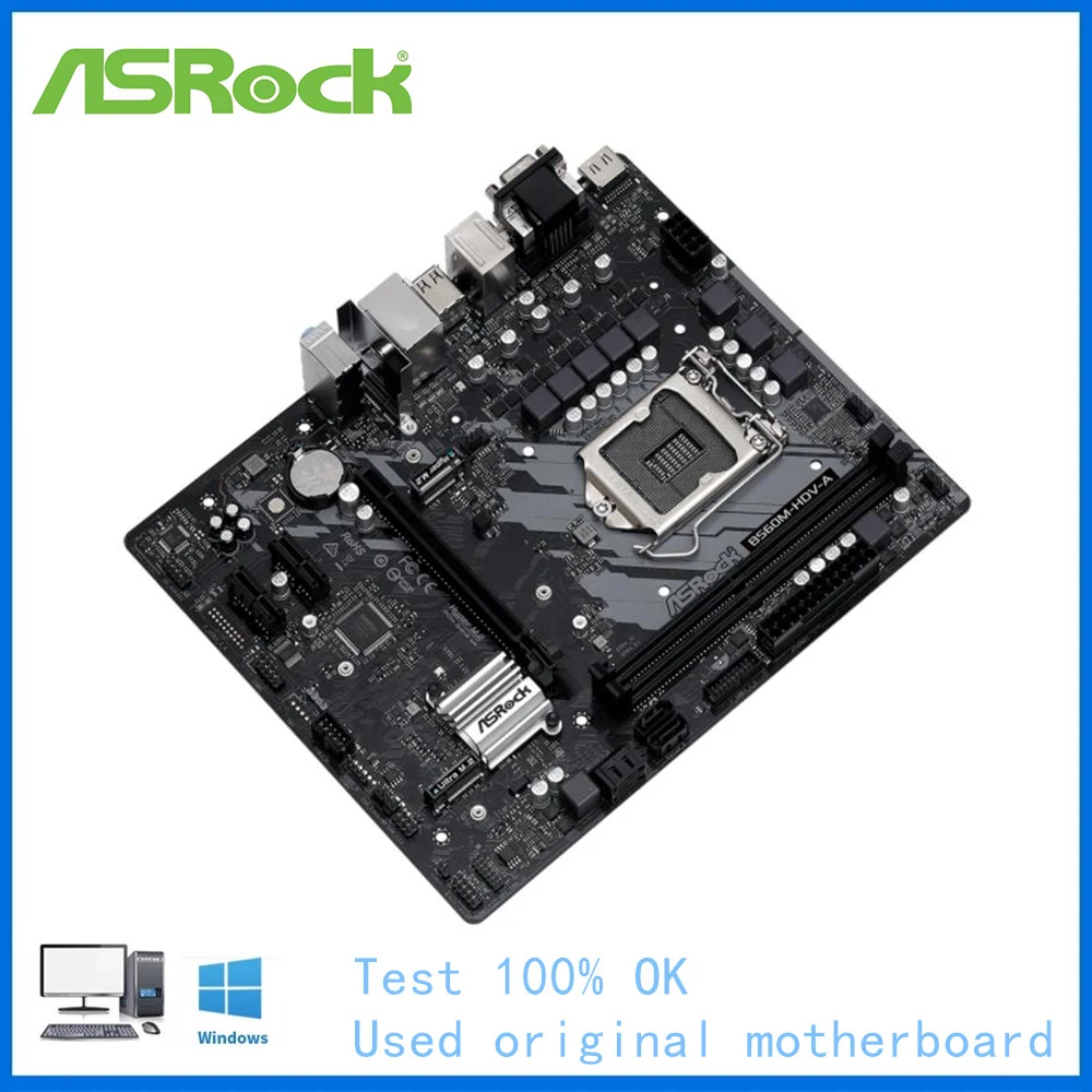 Imagem -02 - Placa-mãe B560 Usado para Asrock B560m-hdv-a Soquete Lga1200 Ddr4 Suporte Mainboard Desktop 11400 11700