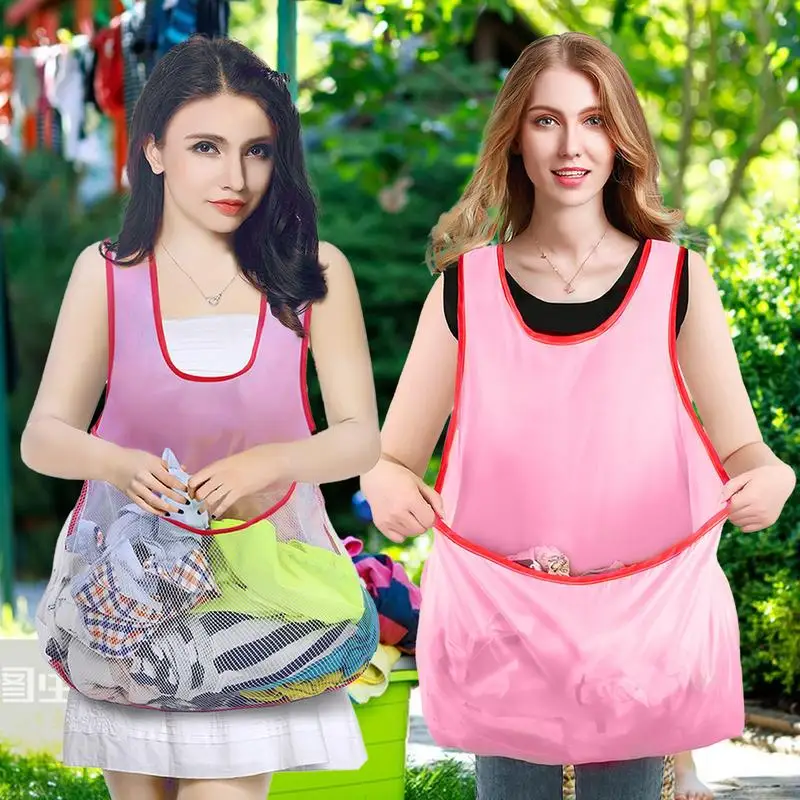 Sleeveless Laundry Apron Women Gifts Portable Cross design Comfortable Drying Clothes Organizer Waterproof Bib