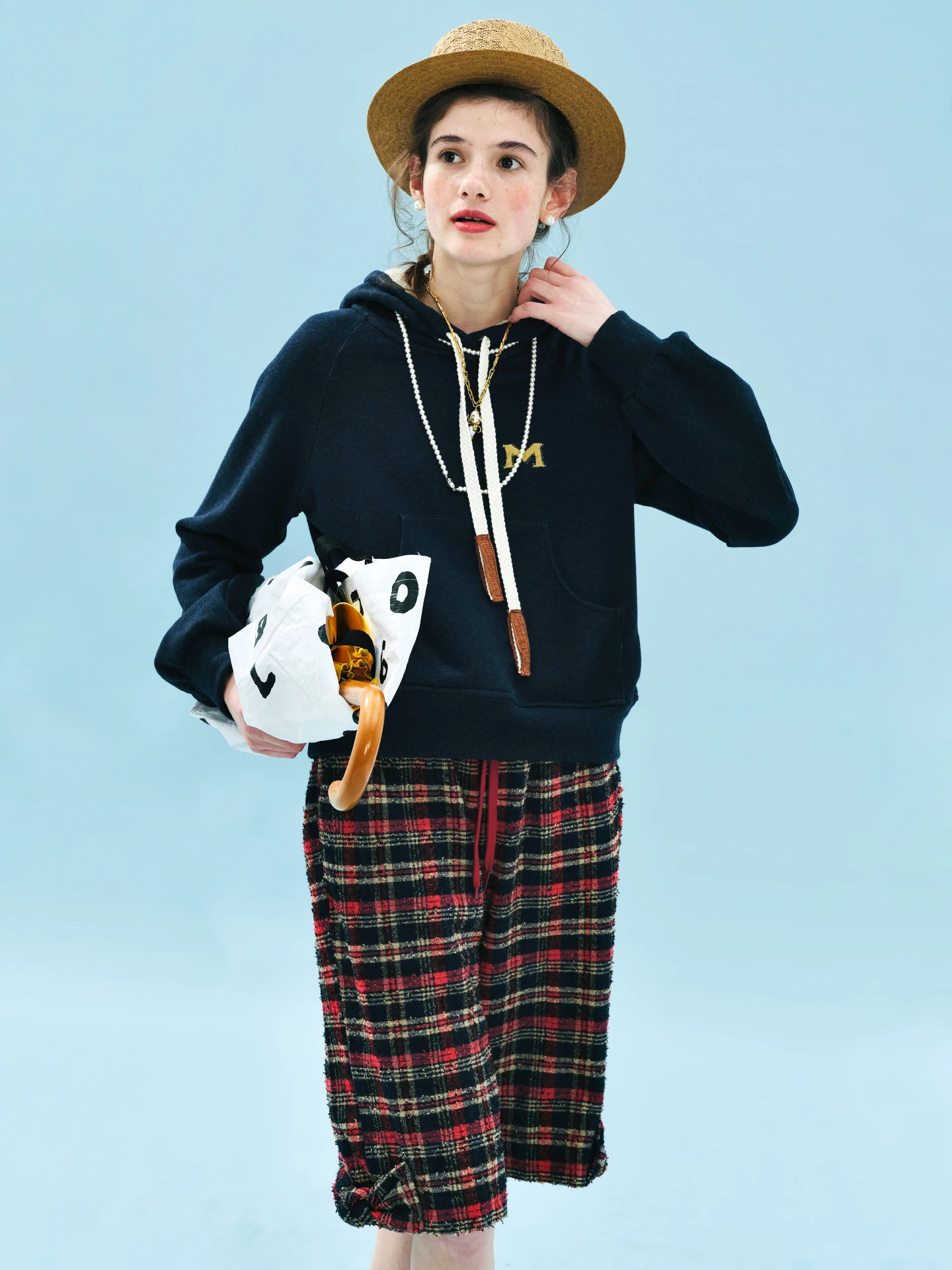 

Women's Navy Blue Hooded Sweatshirt with Letter Embroidery Daily Street Wear Fashionable & Eye - Catching Style 255221