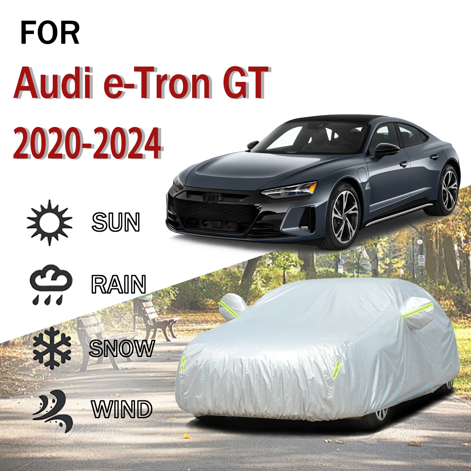 

For Audi e-Tron GT 2020-2024 Outdoor Protection Full 190T Car Covers Snow Cover Sunshade Dustproof Exterior Car accessories