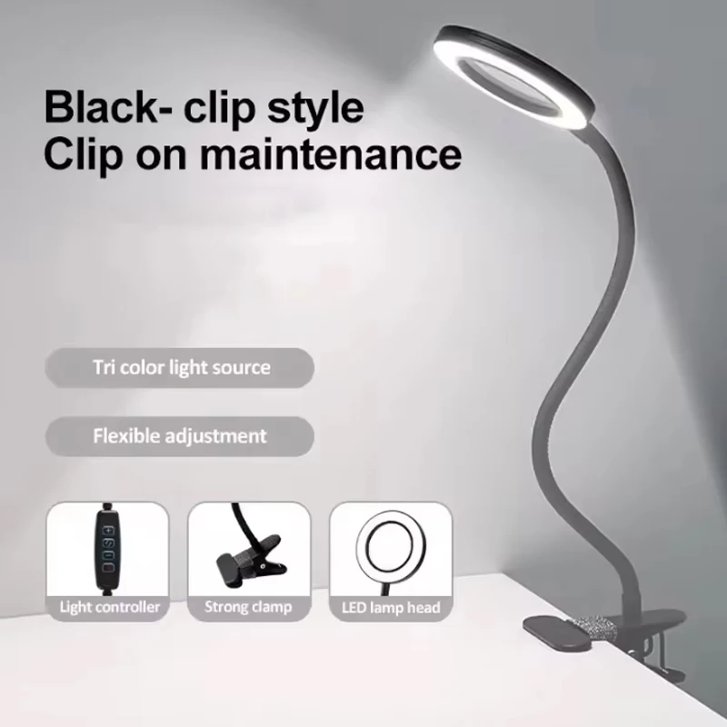 Versatile 3-Color LED Flexible Glass Desk Lamp with Fit-in Design for Home Reading and Repair and Beauty and Examination