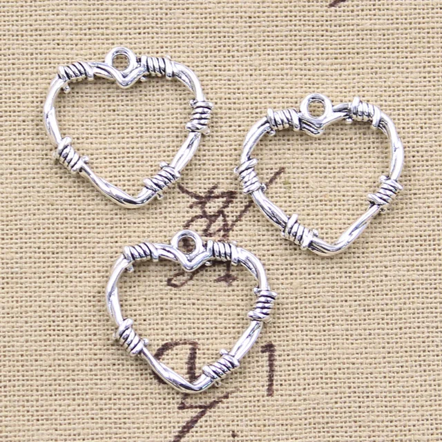 15 sztuk Charms ciernie serce bramble 24x24mm antyczne srebro kolorowe wisiorki DIY rzemiosło dokonywanie ustaleń Handmade biżuteria tybetańska