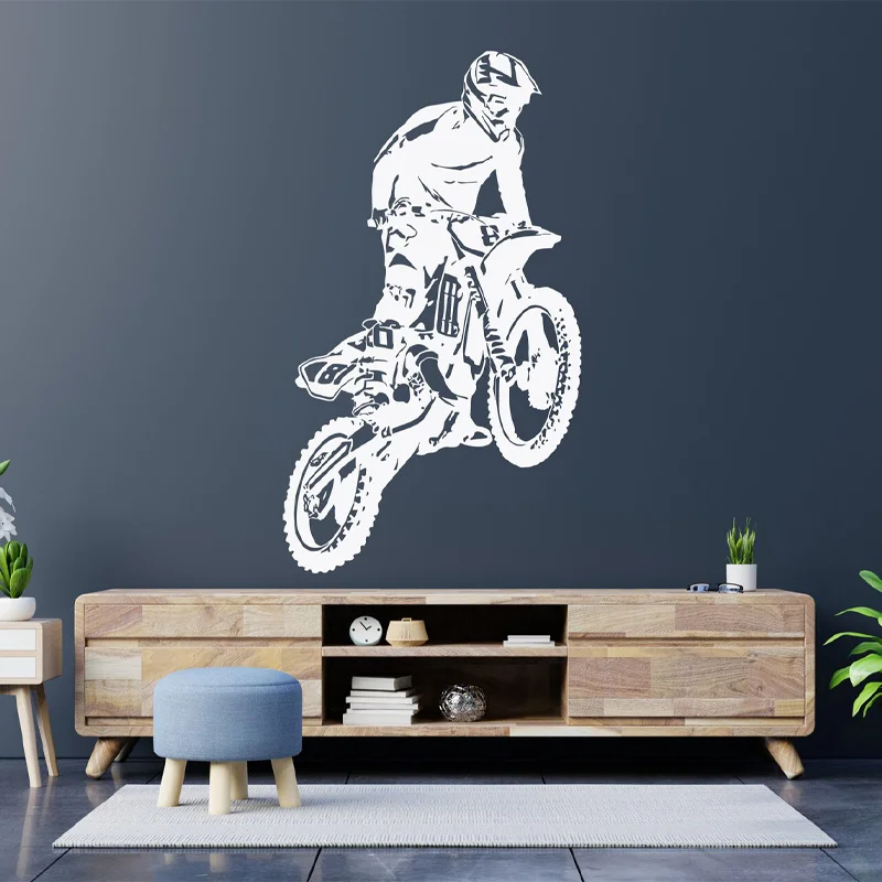 Motocross Motorbike Wall Stickers Vinyl Home Decor Boys Teens Room Bedroom Motorcycle Dirt Bike Decoration Decals Wallpaper S615