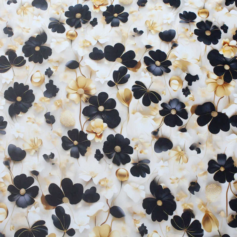 

3D Digital Print Silk Cotton Sleepwear Skirt Handmade Fabric Summer Set Modern Style Floral Pattern Home Fabric Sponge Pad