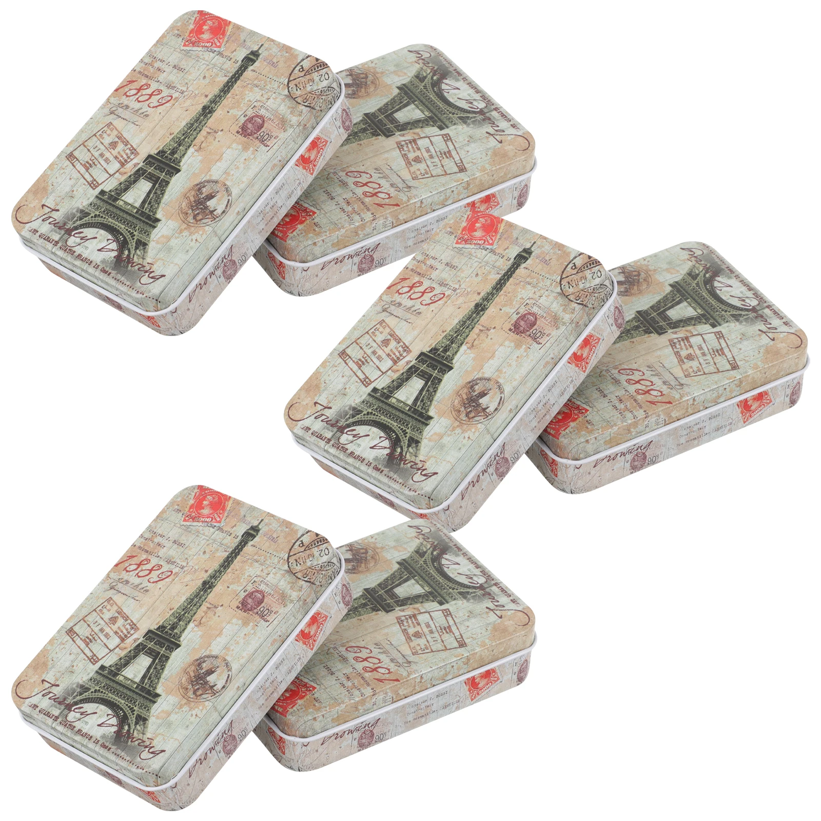 

6pcs Cartoon Iron Box Tinplate Storage Small Boxes for Cards Jewelry Keepsakes Gifts Lightweight Durable Compact Size Round