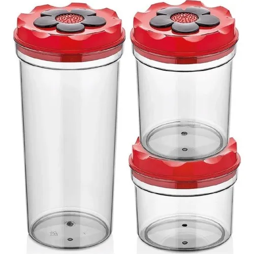 Qlux Daisy Storage Container Set Red (3 Size) L-00477