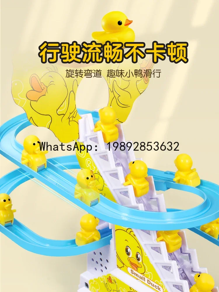 Little Duck Climbing Stairs Track Car Baby One-Year-Old Slide Little Yellow Duck Children