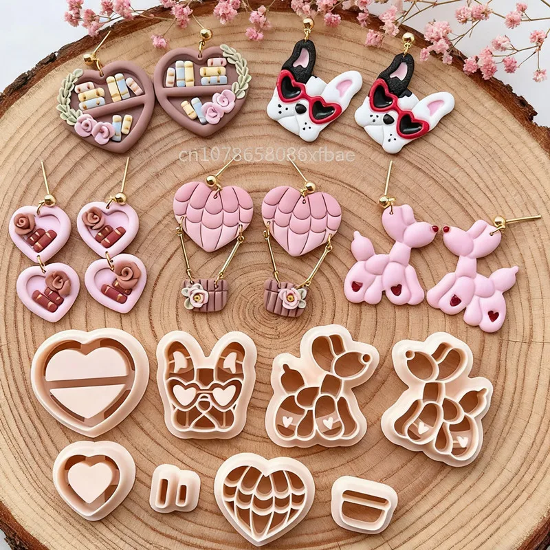 Walentynki serce Bookcake wycinarki z gliny polimerowej śliczna miłość pies balon DIY kolczyk wytłaczanie nóż ceramika narzędzia do robienia gliny