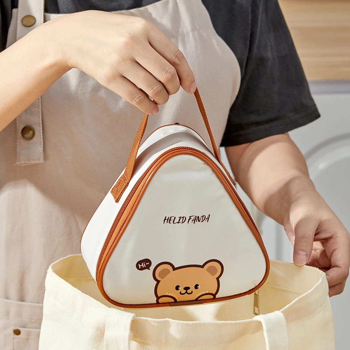 Cute Cartoon Aluminum Foil Thermal Lunch Bag Portable Insulated Picnic Bag Oil Proof Waterproof Lunch Box Storage Bag Handbag
