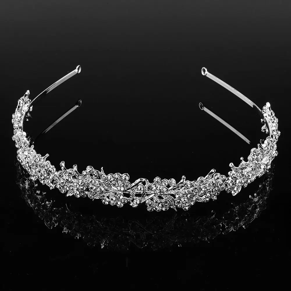 Twinkling Women Flower Rhinestone Wedding Leaf Headband Hair Accessories Girl's Tiara Jewelry