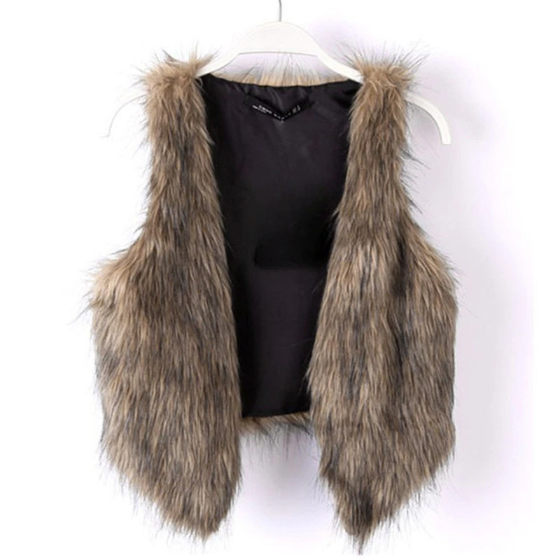 Autumn Winter Women Waistcoat Short Faux Fur Vest Top Plus Size Sleeveless Jacket V Neck Fashion Puffa Cardigan Ladies 2024 ZA