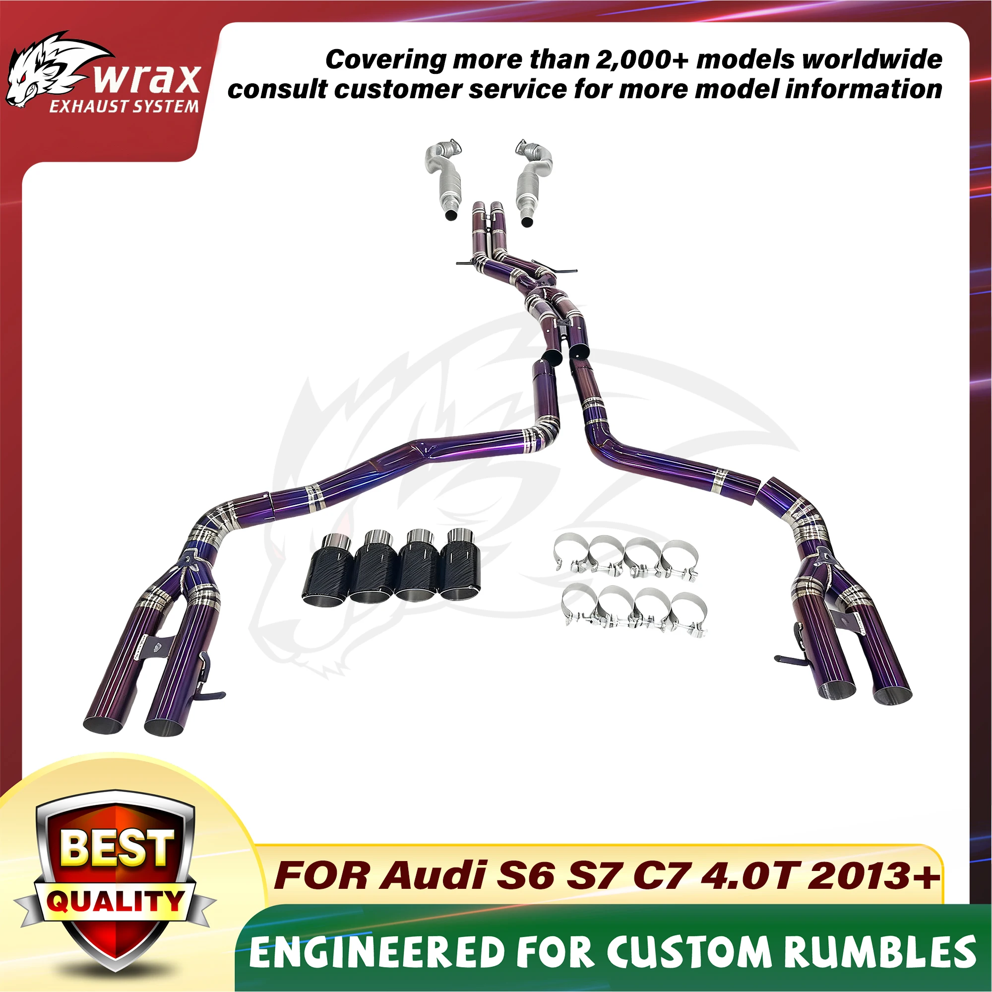 

WRAX SS Resonant tube + Titanium Alloy Catback for Audi S6 S7 C7 4.0T 2013+ Complete Exhaust System Boost Vehicle Performance