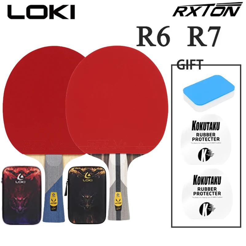 

LOKI RXTON R6/R7 Table Tennis Racket 5 Wood 2 Carbon 6/7-Star with Super Sticky Rubber Ping Pong Racket for Fast Attack Training