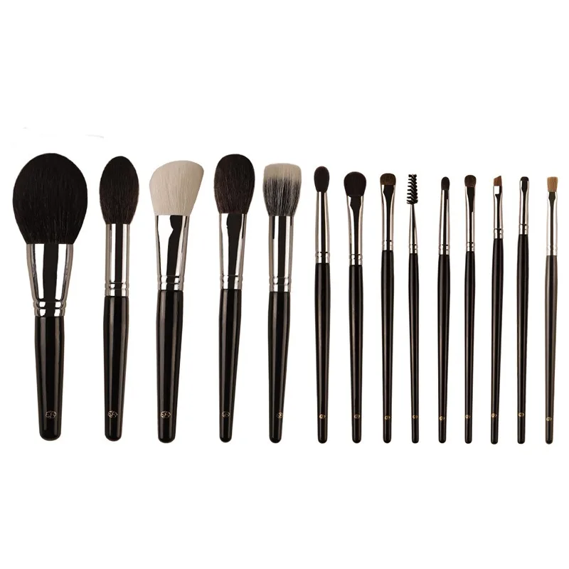 14pcs/set Goat Hair Makeup Brushes set Powder Contour Make up Brush Stippling Blend Eye brow Eyeshadow Lip cosmetic tool kit