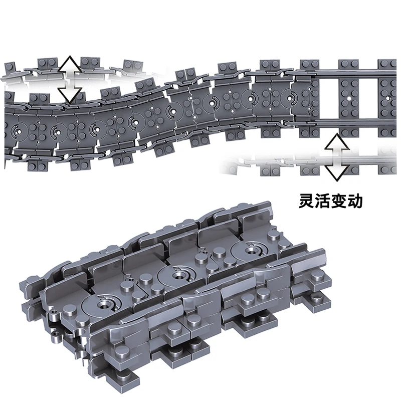 MOC City-Juego de bloques de construcción de tren de vías rectas, curvas y suaves, Compatible con todos los accesorios de trenes eléctricos de ferrocarril, 100 piezas